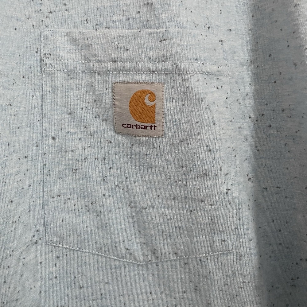 Carhartt Mens XL Light Blue Loose Fit‎ Shirt Logo Pocket Workwear Cotton Blend - Picture 6 of 11